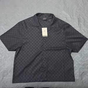 Nike Jordan Essential Button Front Hawaiian Casual Shirt DX9681-010 Men Medium
